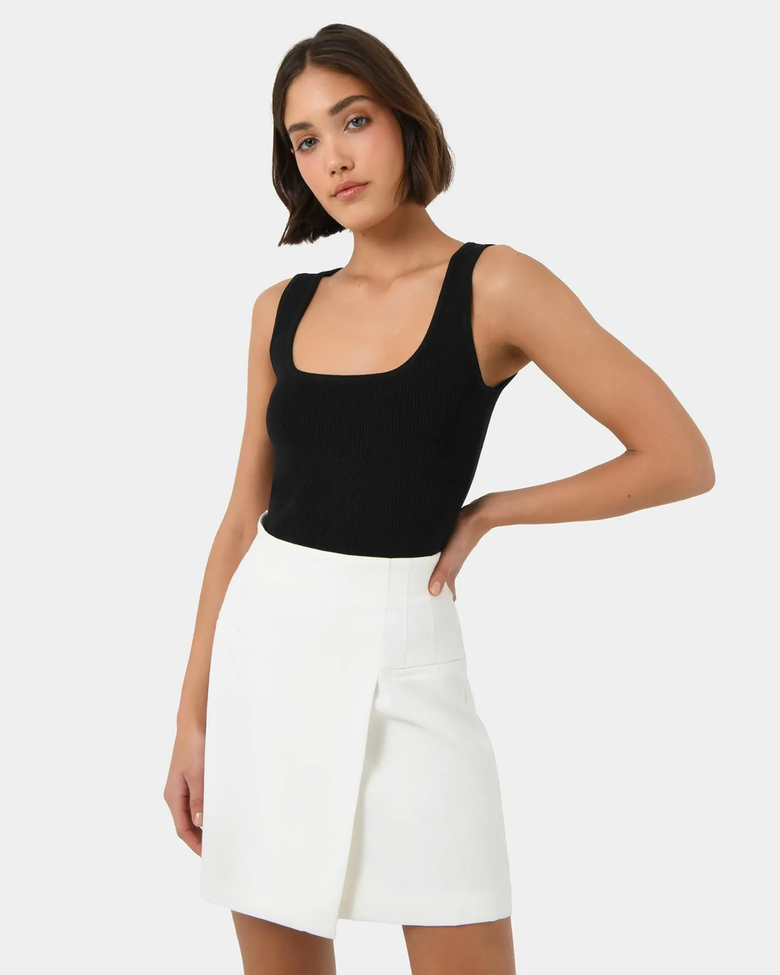 Forcast Vivi Rib Knit Tank Top* T-Shirts & Tops|Work Tops