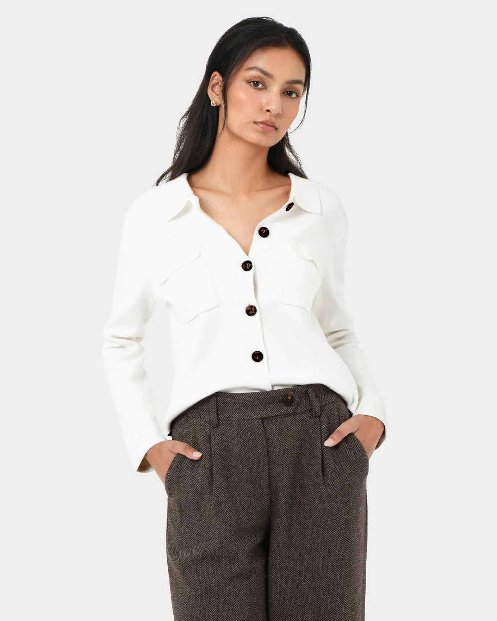 Forcast Willow Collar Cardigan* Long Sleeve Tops|Work Tops