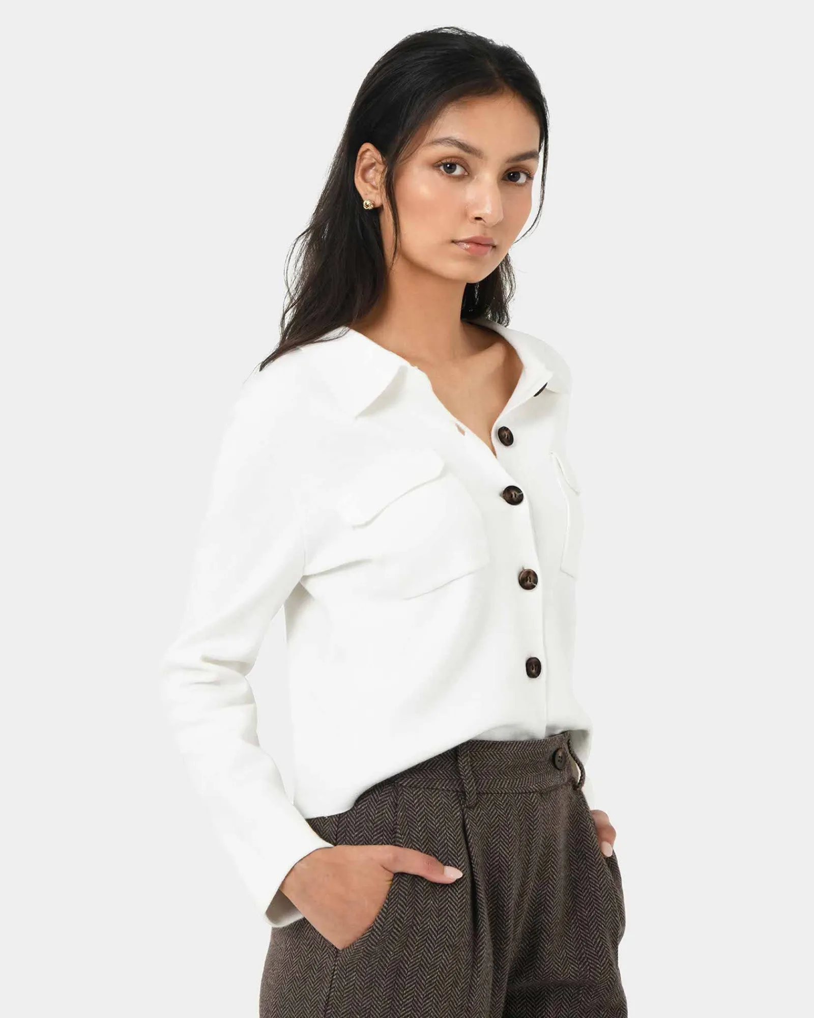 Forcast Willow Collar Cardigan* Long Sleeve Tops|Work Tops