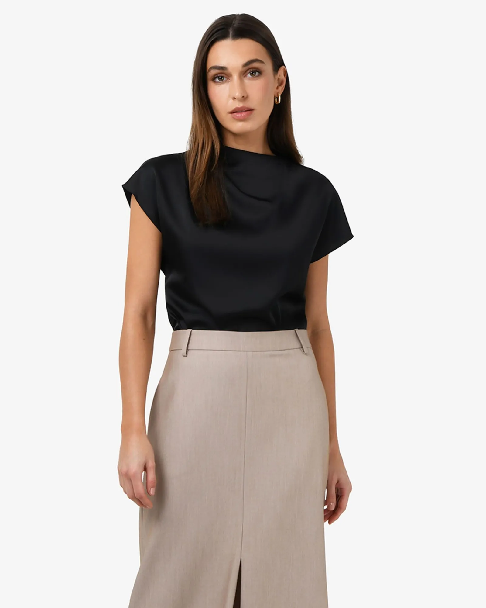 Forcast Zafina Pleated Draped Top* T-Shirts & Tops|Work Tops
