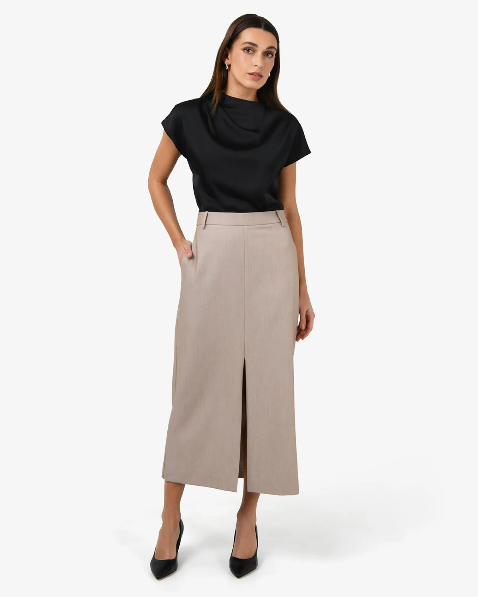 Forcast Zafina Pleated Draped Top* T-Shirts & Tops|Work Tops