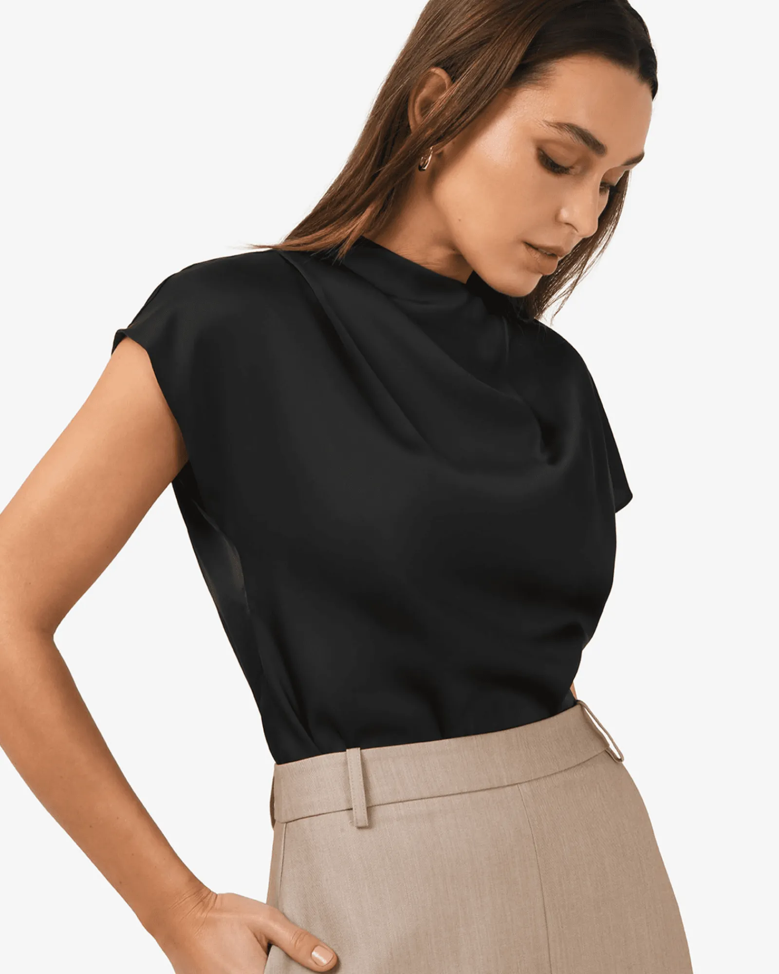 Forcast Zafina Pleated Draped Top* T-Shirts & Tops|Work Tops