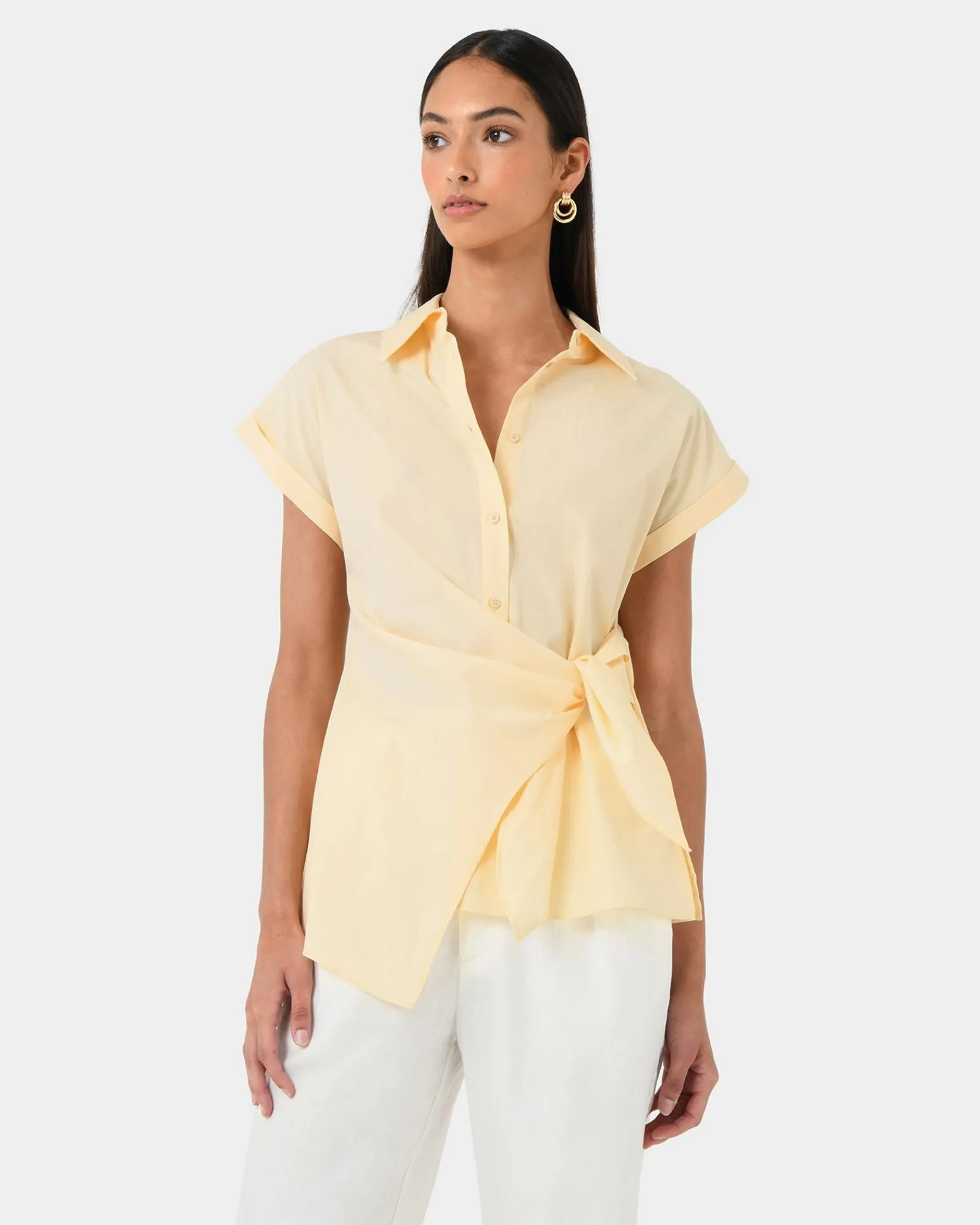 Forcast Zalia Tie Button Shirt* T-Shirts & Tops|Shirts & Blouses